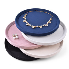 FADELI New Velvet Jewelry Display Tray Round Oval-shaped Jewelry Organizer Rack Holder for Necklace Chain Ring Earrings Bracelet