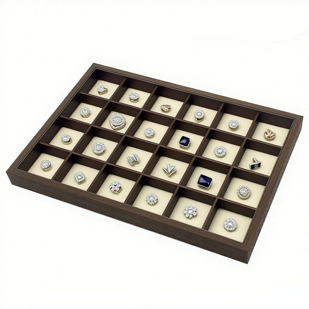 FADELI Factory-customized Stackable Walnut Wooden Jewelry Display Tray for Ring Bracelet Necklaces Ring Display Tray Brown