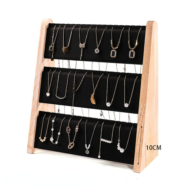 FADELI Factory-customized Three-Layer Solid Wood Necklaces Bracelets Jewelry Display Stand Jewelry Display Props