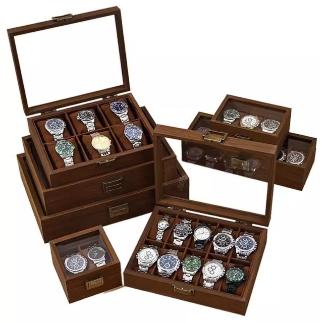 FADELI Custom Logo Wooden Jewelry Storage Box Wooden Watch Display Box Watch Storage Box