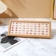 FADELI Wholesale Jewelry Display Tray Wood Pattern Velvet MDF Frame Ring Display Tray Ring Storage