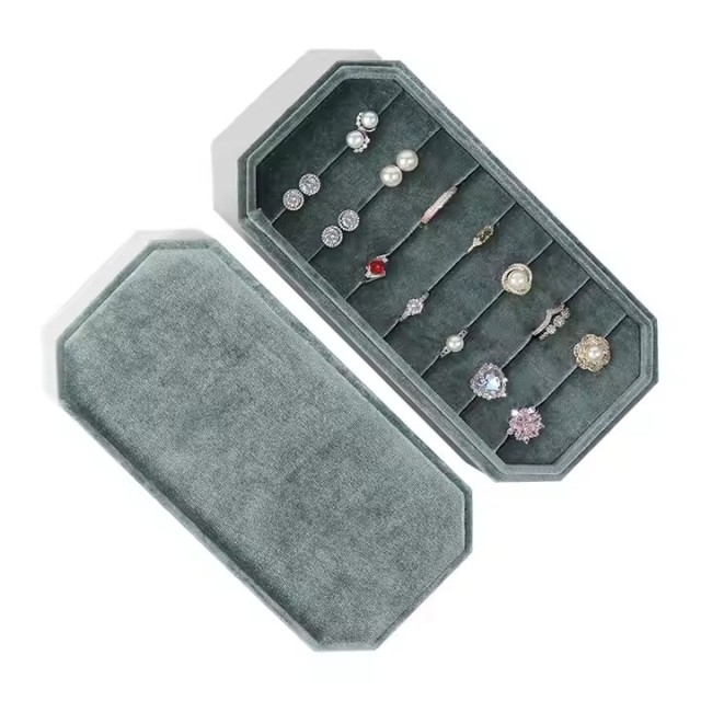 FADELI New Octagon Velvet Jewelry Display Tray Rings Display Tray Earrings Rings Storage Boxes