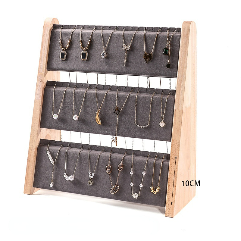FADELI Factory-customized Three-Layer Solid Wood Necklaces Bracelets Jewelry Display Stand Jewelry Display Props