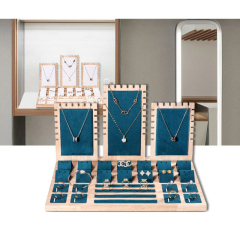 FADELI New Solid Wood Jewelry Display Tray Jewelry Display Stand Velvet/PU Leather Jewelry Display Props for Necklace Bracelet Ring