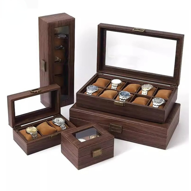 FADELI Custom Logo Wooden Jewelry Storage Box Wooden Watch Display Box Watch Storage Box