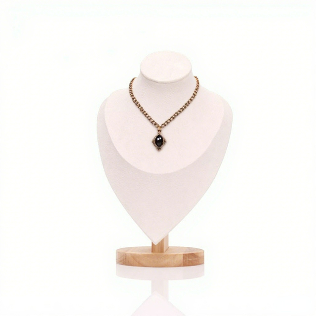 FADELI Factory Customized Jewelry Necklace Display Busts Solid Wood Stand Microfiber Jewelry Display Props Mannequin Stand