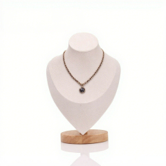 FADELI Factory Customized Jewelry Necklace Display Busts Solid Wood Stand Microfiber Jewelry Display Props Mannequin Stand