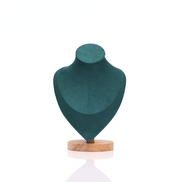 FADELI Factory Customized Jewelry Necklace Display Busts Solid Wood Stand Microfiber Jewelry Display Props Mannequin Stand