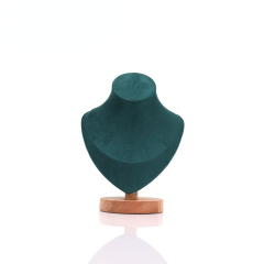 FADELI Factory Customized Jewelry Necklace Display Busts Solid Wood Stand Microfiber Jewelry Display Props Mannequin Stand