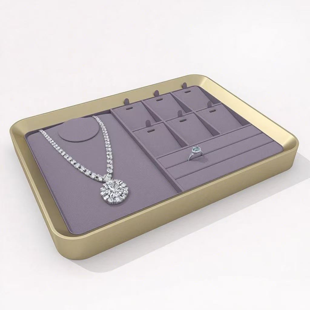 FADELI Removable Suede Jewellery Display Trays With Pads for Ring Necklace Earring Holder Organizer Custom Stackable Jewelry Tray