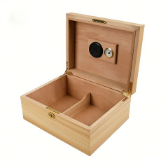 FADELI Cigar Humidor Handmade Glossy Wooden Cigar Box Cedar Wood Box Cigarette Case Cigar Humidor with Humidifier Hygrometer