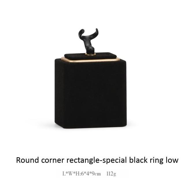 Luxury Ultra-fine Fiber Necklace Ring Bracelet and Earring Display case Black and Beige Jewelry Display