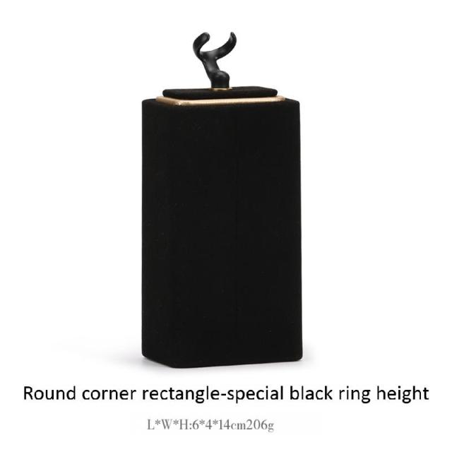 Luxury Ultra-fine Fiber Necklace Ring Bracelet and Earring Display case Black and Beige Jewelry Display