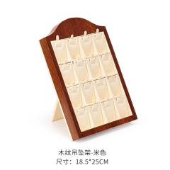 FDL Wooden Finish Frame Beige Color Earring Display Stand Ring Display Gray Pendant Displays Trays Stand