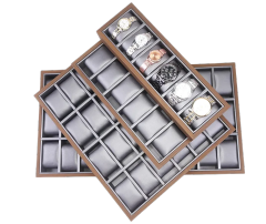 FADELI Luxury 6 12 24 30 Slots Walnut Wooden Grain Watch Storage Tray Mens Watch Display Organizer Tray With Watch Holder