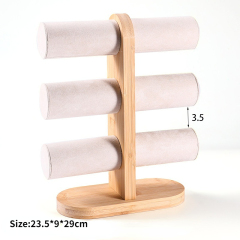 FADELI New 3 Layer Bamboo Black Bracelet Watch Hairpin Rope Jewelry Accessory Display Stand Rack Prop