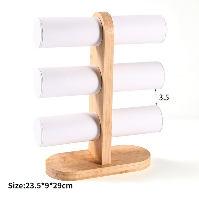FADELI New 3 Layer Bamboo Black Bracelet Watch Hairpin Rope Jewelry Accessory Display Stand Rack Prop