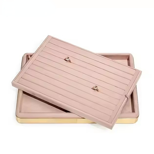 FADELI Luxury Suede Jewelry Display Tray Necklace Bracelet Earring Ring Display Tray Pink
