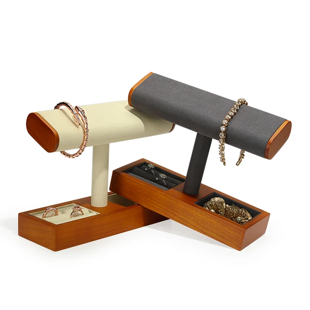 FDL Wooden Watch Display Stand Custom Logo Jewelry Display Holder for Watch Necklace Bracelets Storage and Display