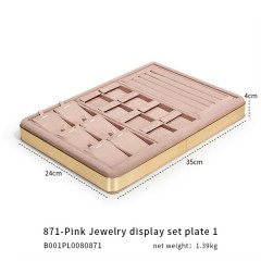 FADELI Luxury Suede Jewelry Display Tray Necklace Bracelet Earring Ring Display Tray Pink