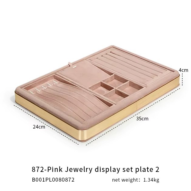 FADELI Luxury Suede Jewelry Display Tray Necklace Bracelet Earring Ring Display Tray Pink