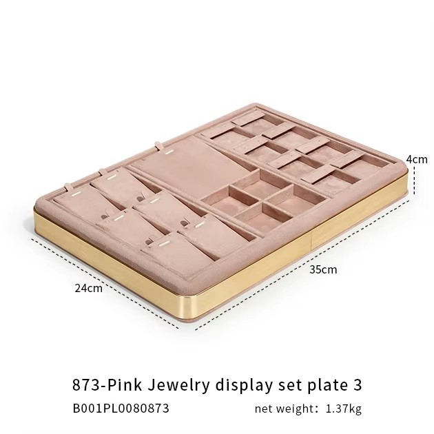 FADELI Luxury Suede Jewelry Display Tray Necklace Bracelet Earring Ring Display Tray Pink