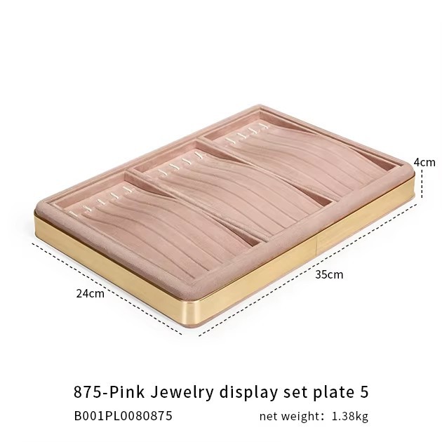 FADELI Luxury Suede Jewelry Display Tray Necklace Bracelet Earring Ring Display Tray Pink