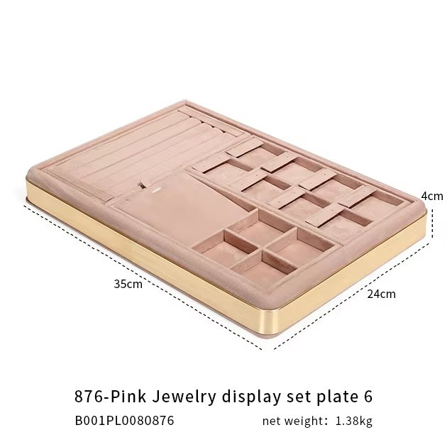 FADELI Luxury Suede Jewelry Display Tray Necklace Bracelet Earring Ring Display Tray Pink