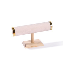 FADELI Retail Hot Sale T- Bar Solid Wooden Velvet Bracelet Bangle Jewelry Organizer Stand Jewelry Display