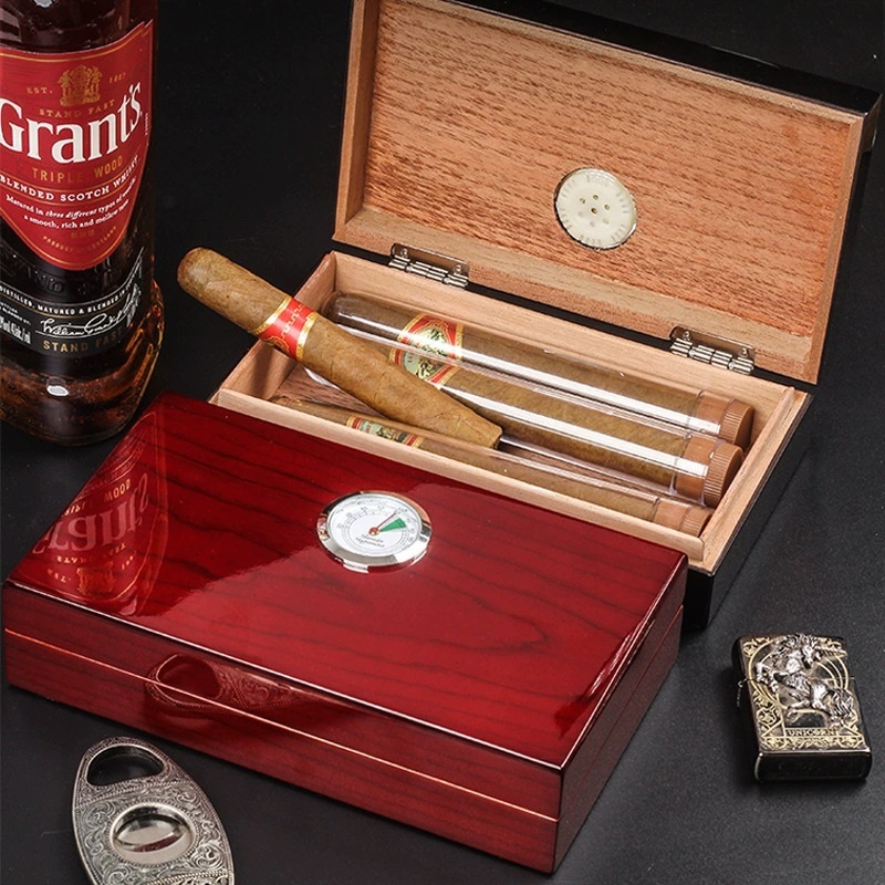FADELI High Glossy Cigarette Cases Wood Cigar Humidor Cigar Box Wooden Gift Box Custom Case