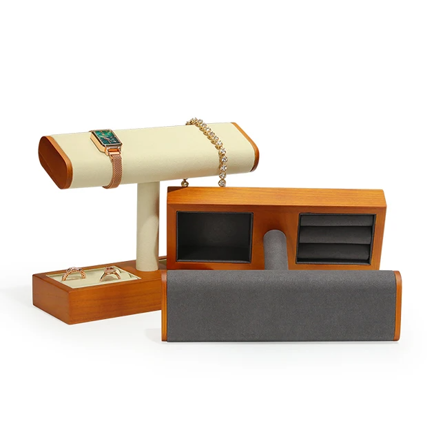 FDL Wooden Watch Display Stand Custom Logo Jewelry Display Holder for Watch Necklace Bracelets Storage and Display