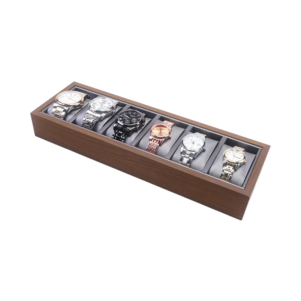 FADELI Luxury 6 12 24 30 Slots Walnut Wooden Grain Watch Storage Tray Mens Watch Display Organizer Tray With Watch Holder