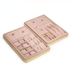 FADELI Luxury Suede Jewelry Display Tray Necklace Bracelet Earring Ring Display Tray Pink