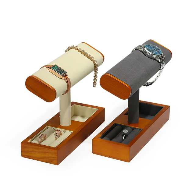 FDL Wooden Watch Display Stand Custom Logo Jewelry Display Holder for Watch Necklace Bracelets Storage and Display
