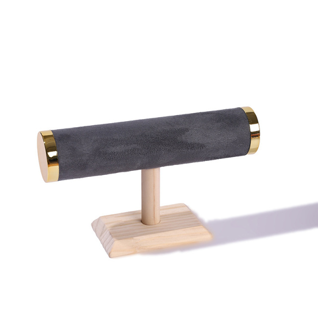FADELI Retail Hot Sale T- Bar Solid Wooden Velvet Bracelet Bangle Jewelry Organizer Stand Jewelry Display