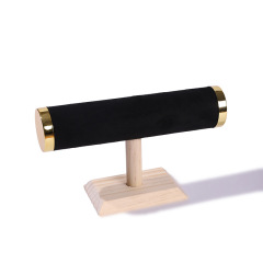 FADELI Retail Hot Sale T- Bar Solid Wooden Velvet Bracelet Bangle Jewelry Organizer Stand Jewelry Display