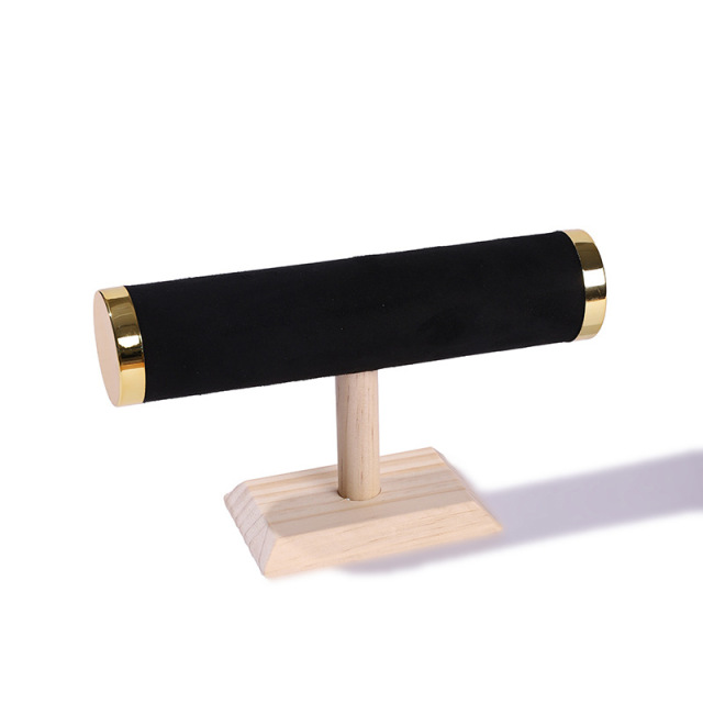 FADELI Retail Hot Sale T- Bar Solid Wooden Velvet Bracelet Bangle Jewelry Organizer Stand Jewelry Display