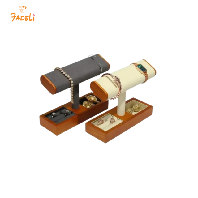 FDL Wooden Watch Display Stand Custom Logo Jewelry Display Holder for Watch Necklace Bracelets Storage and Display