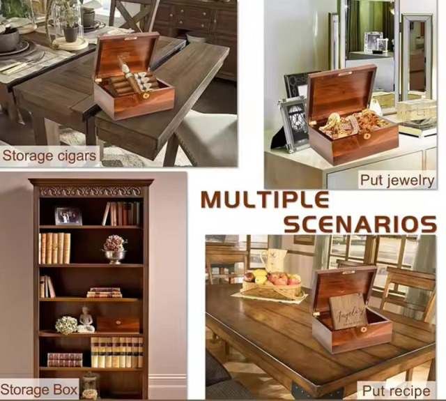 FADELI Wood Cigar Box Cigar Storage Cases Humidor Wooden Cigar Boxes Cigarette Case with Hinged Wholesale