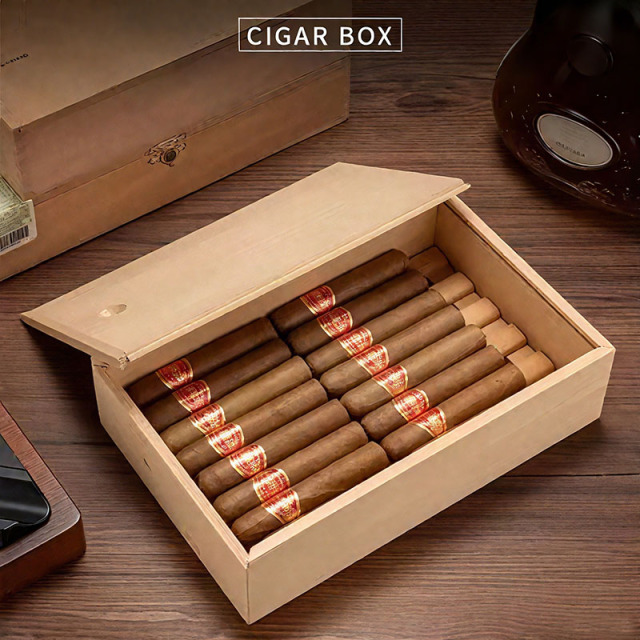 FADELI Wooden Cigar Box with Sliding Lid Custom Cigar Storage Box Large Capacity Sealed Cigar Case Cigarette Humidor