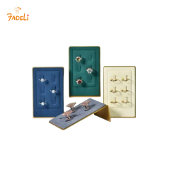 FADELI Metal Stands Jewelry Display Prop Microfiber Blue Jewellery Holder Metal Ring Display Stand