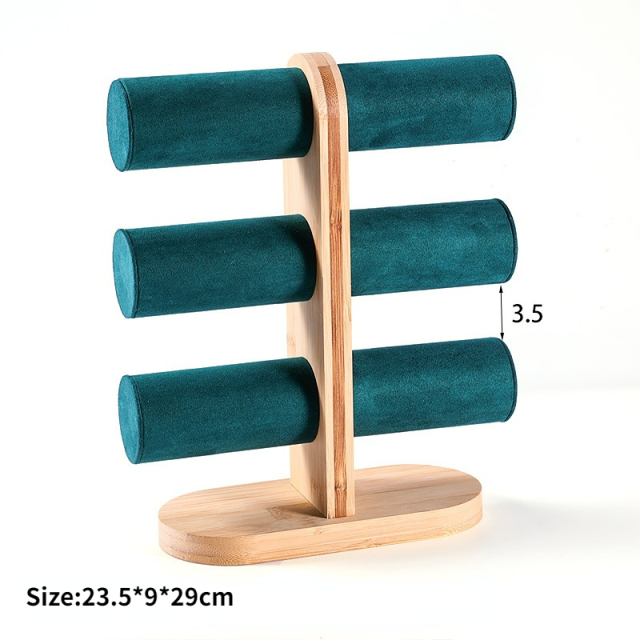 FADELI New 3 Layer Bamboo Black Bracelet Watch Hairpin Rope Jewelry Accessory Display Stand Rack Prop
