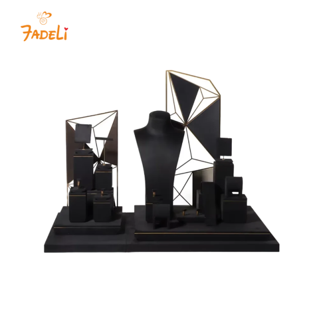 FADELI Black Velvet Necklace Display Bust Jewelry Counter Display Jewellery Display Stands for Shops