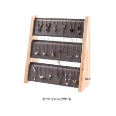 FADELI Luxury Vertical Three-Layer Solid Wood Necklaces and Bracelets Jewelry Display Stand for Jewelry Shops
