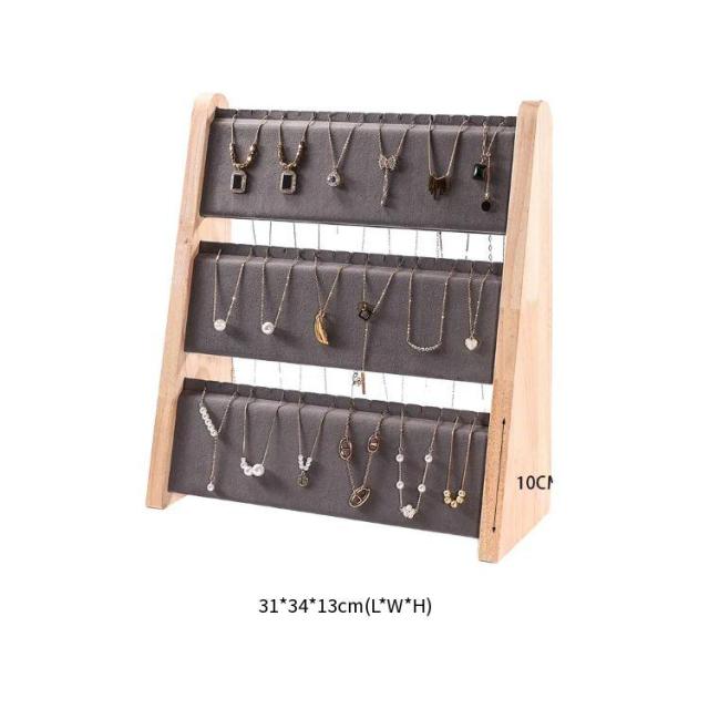 FADELI Luxury Vertical Three-Layer Solid Wood Necklaces and Bracelets Jewelry Display Stand for Jewelry Shops