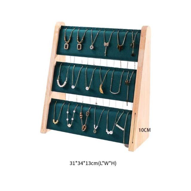 FADELI Luxury Vertical Three-Layer Solid Wood Necklaces and Bracelets Jewelry Display Stand for Jewelry Shops