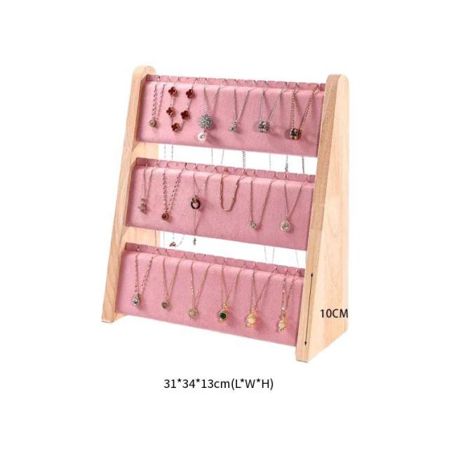 FADELI Luxury Vertical Three-Layer Solid Wood Necklaces and Bracelets Jewelry Display Stand for Jewelry Shops