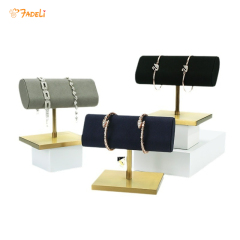 FADELI Custom Luxury Metal Stand Display for Jewelry Suede Leather Microfiber Watch Bracelet Display Stand