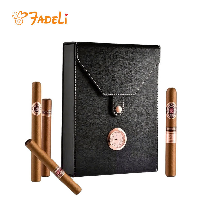 FADELI Cigar Case Pu Leather Travel Cigar Humidor Boxes Empty Leather Cigar Bag Wholesale Custom Logo