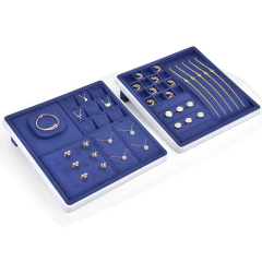 FADELI Jewelry Counter Display Tray Blue Jewelry Ring Earring Trays Necklace Bracelet Display Free Combination